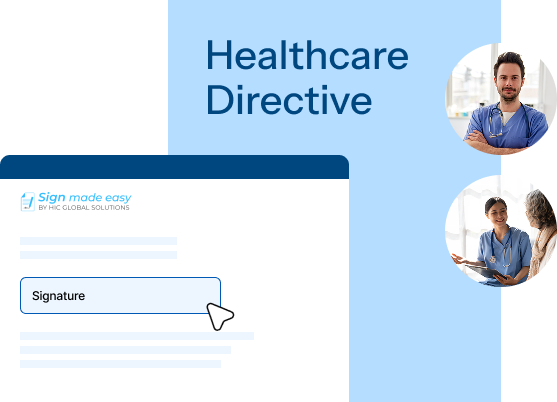 Healthcare directive signing workflow mockup